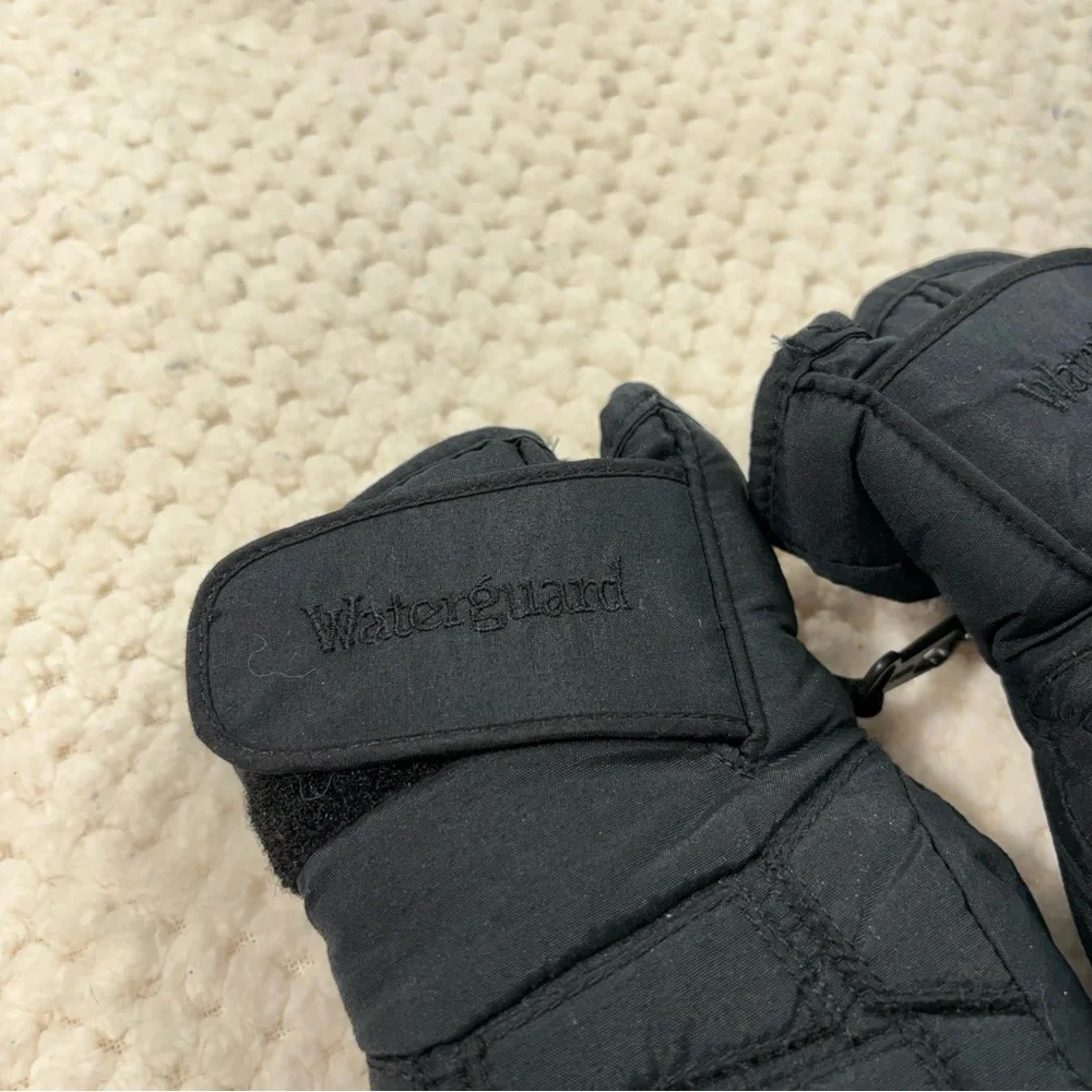 Kombi Women's Black Leather Fleece Lined Pull On Gloves Winter Snow Skiing Small